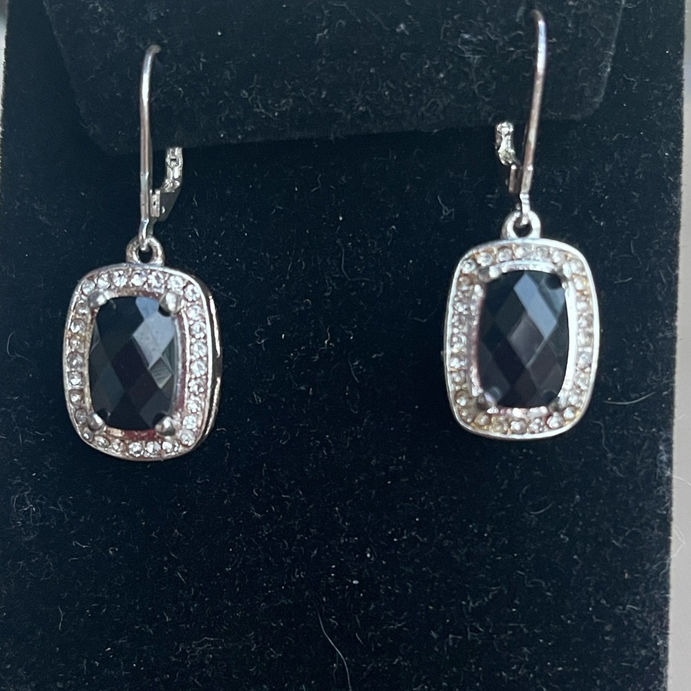 Elegant Black and Silver drop Earrings
